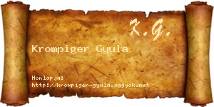 Krompiger Gyula névjegykártya